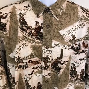 North River Men’s Pheasant Hunting Print Shirt Size L